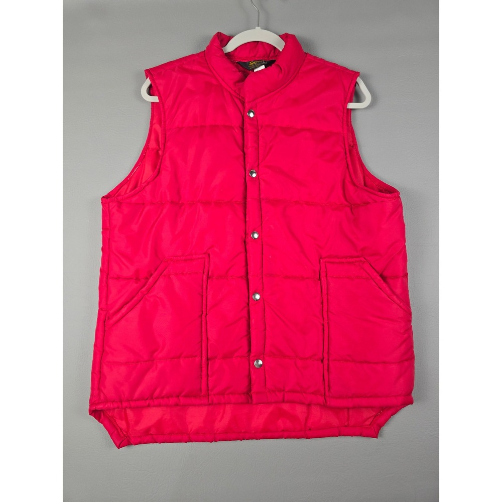 Vintage Swingster Morton Quilted Puffer Vest Red Mens Large Snap Front USA